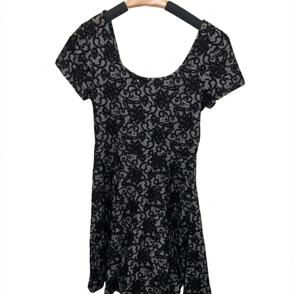 Vintage 1990s Say What Black Lace Overlay Whimsigoth Dress